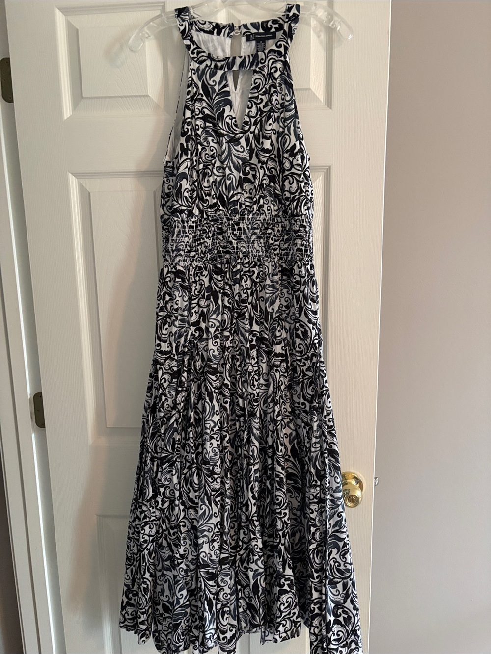 INC International Concepts Black and White Halter-Style Maxi Dress